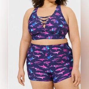 Torrid Wireless XO Triangle Bikini Top & High
Rise Strappy Side Swim Short